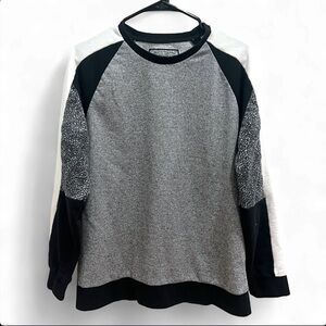 Gray and Black Raglan Heather Patchwork Sweatshirt